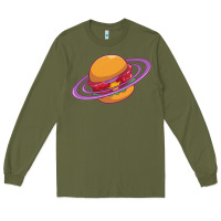 Army Green Burger  Saturn Long Sleeve Tee - linhVisuals