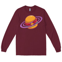Burgundy Burger  Saturn Long Sleeve Tee - linhVisuals
