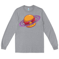 Heather Grey Burger  Saturn Long Sleeve Tee - linhVisuals