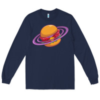 Navy Burger  Saturn Long Sleeve Tee - linhVisuals