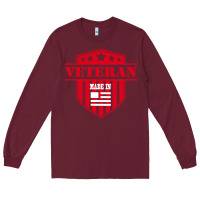 Burgundy veteran made in usa   military Long Sleeve Tee - linhVisuals