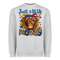 Just A Little Moody 4th Of July Long Haired Cow Heavyweight Sweatshirt | Teevron