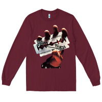 Burgundy Judas Of Priest - British Steel Long Sleeve Tee - linhVisuals