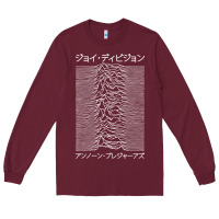 Burgundy JOY DIVISION - UNKNOWN PLEASURES - JAPANESE Long Sleeve Tee - linhVisuals