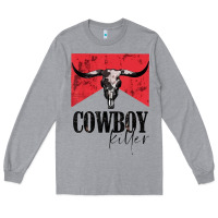 Heather Grey cowboy killer tshirt Long Sleeve Tee - linhVisuals