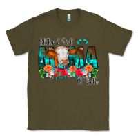 Army Green Glitter Dirt Mama Of Both Cow Flowers Classic Tee - CowCowDesign