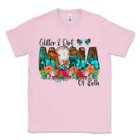 Bubblegum Pink Glitter Dirt Mama Of Both Cow Flowers Classic Tee - CowCowDesign