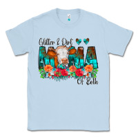 Dusty Blue Glitter Dirt Mama Of Both Cow Flowers Classic Tee - CowCowDesign