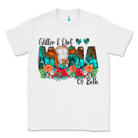 White Glitter Dirt Mama Of Both Cow Flowers Classic Tee - CowCowDesign