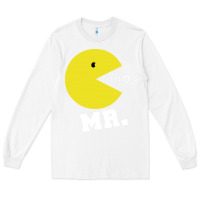 White Mr Pacman Long Sleeve Tee - linhVisuals