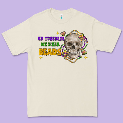 On Tuesdays We Wear Beads Skull Premium Tee Designed By Fadigitalartstudio