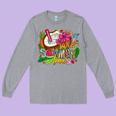 Summer Time Long Sleeve Tee Designed By Cowhidedigitalart