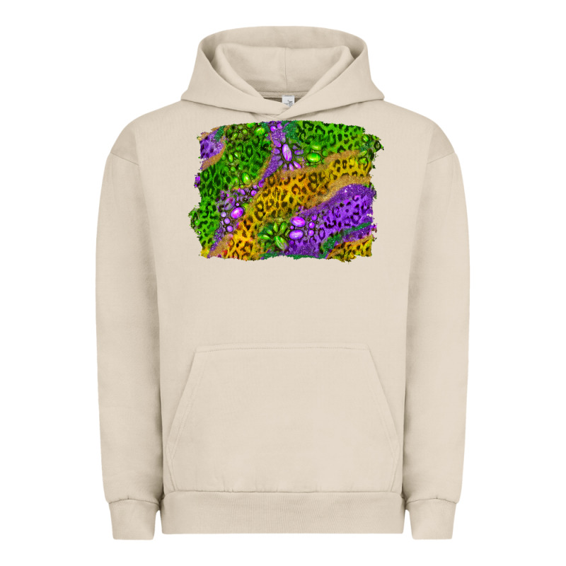 Mardi Gras Leopard Gemstone Background Urban Hoodie by RanaPortraitStore | Teevron