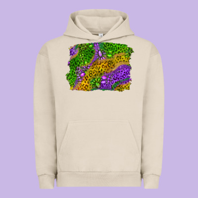 Mardi Gras Leopard Gemstone Background Urban Hoodie Designed By Ranaportraitstore