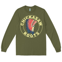 Army Green chickasaw roots headdress native american chickasaw nation Long Sleeve Tee - linhVisuals