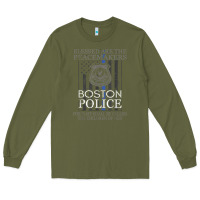 Army Green boston police shirt saint michael police officer prayer Long Sleeve Tee - linhVisuals