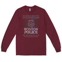 Burgundy boston police shirt saint michael police officer prayer Long Sleeve Tee - linhVisuals