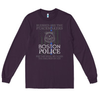 Plum boston police shirt saint michael police officer prayer Long Sleeve Tee - linhVisuals