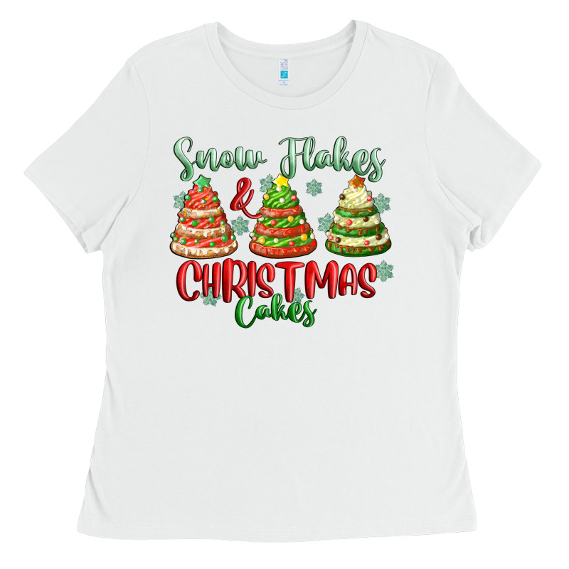 Snow Flakes And Christmas Cakes Ladies Tee by FaDigitalArtStudio | Teevron