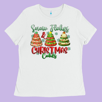 Snow Flakes And Christmas Cakes Ladies Tee Designed By Fadigitalartstudio