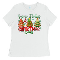 White snow flakes and christmas cakes Ladies Tee - FaDigitalArtStudio