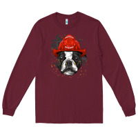 Burgundy boston terrier firefighter boston terrier dog lover premium Long Sleeve Tee - linhVisuals