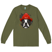 Army Green boston terrier firefighter boston terrier dog lover premium Long Sleeve Tee - linhVisuals