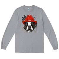Heather Grey boston terrier firefighter boston terrier dog lover premium Long Sleeve Tee - linhVisuals