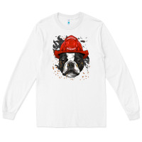 White boston terrier firefighter boston terrier dog lover premium Long Sleeve Tee - linhVisuals