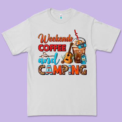 Weekends Coffee And Camping Frappe Coffee Premium Tee Designed By Fadigitalartstudio