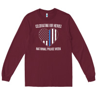 National Police Week Shirt Vintage Blue Line American Flag Long Sleeve Tee | Teevron