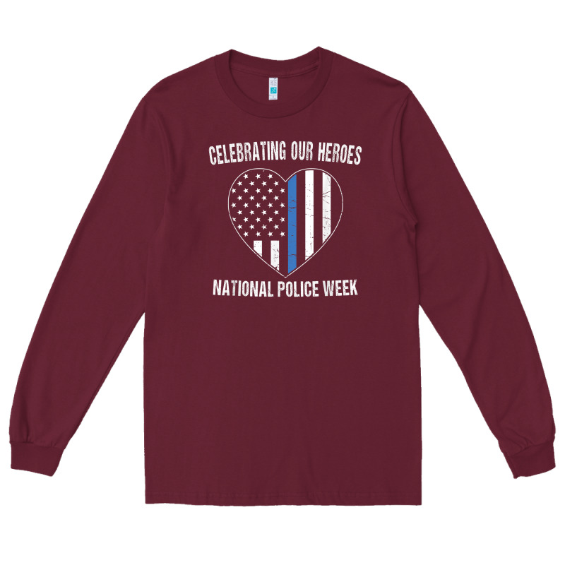National Police Week Shirt Vintage Blue Line American Flag Long Sleeve Tee by linhVisuals | Teevron