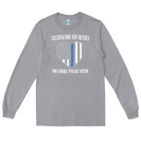 Heather Grey national police week shirt vintage blue line american flag Long Sleeve Tee - linhVisuals