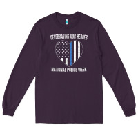 Plum national police week shirt vintage blue line american flag Long Sleeve Tee - linhVisuals