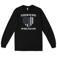 Black national police week shirt vintage blue line american flag Long Sleeve Tee - linhVisuals