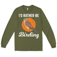 Army Green birding birdwatching kestrel bird bird Long Sleeve Tee - linhVisuals