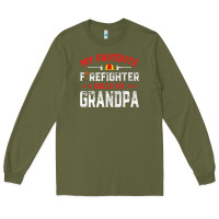Army Green mens father's day my favorite firefighter calls me grandpa premium Long Sleeve Tee - linhVisuals