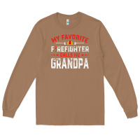 Toasted Coconut mens father's day my favorite firefighter calls me grandpa premium Long Sleeve Tee - linhVisuals
