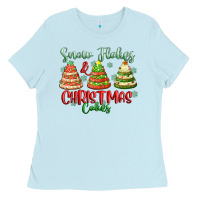 Baby Blue snow flakes and christmas cakes Ladies Tee - FaDigitalArtStudio