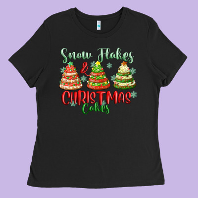 Snow Flakes And Christmas Cakes Ladies Tee Designed By Fadigitalartstudio