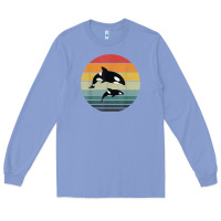 Colony Blue orca family vintage retro art, killer whale family Long Sleeve Tee - linhVisuals