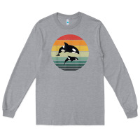 Heather Grey orca family vintage retro art, killer whale family Long Sleeve Tee - linhVisuals