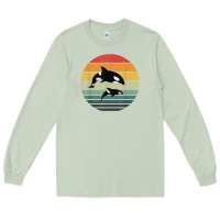 Matcha orca family vintage retro art, killer whale family Long Sleeve Tee - linhVisuals