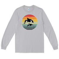 Moon Dust orca family vintage retro art, killer whale family Long Sleeve Tee - linhVisuals