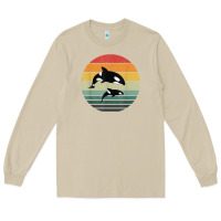 Mushroom orca family vintage retro art, killer whale family Long Sleeve Tee - linhVisuals
