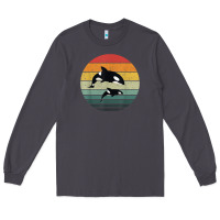 Smoke orca family vintage retro art, killer whale family Long Sleeve Tee - linhVisuals