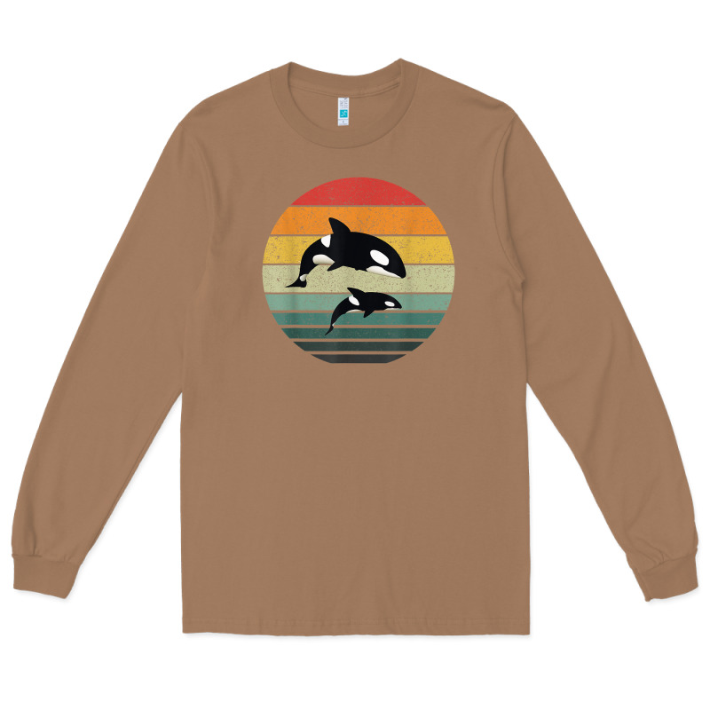 Orca Family Vintage Retro Art, Killer Whale Family Long Sleeve Tee by linhVisuals | Teevron
