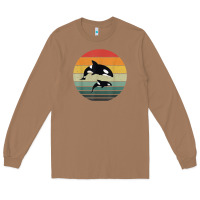 Toasted Coconut orca family vintage retro art, killer whale family Long Sleeve Tee - linhVisuals
