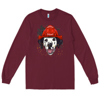 Burgundy dalmatian firefighter dalmatian dog lover Long Sleeve Tee - linhVisuals