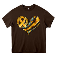 Chocolate Brown childhood cancer awareness heart Heavy Core Tee - Jasminsmagicworld